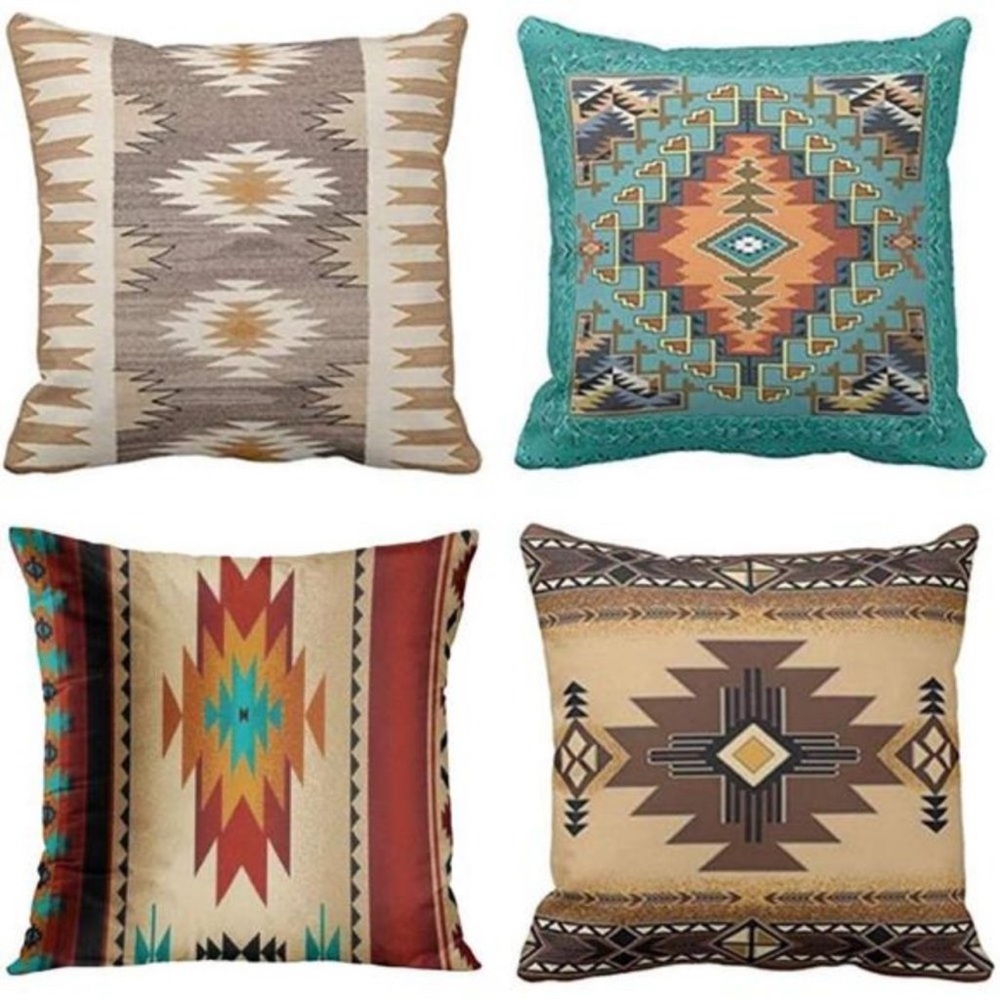 Set of 4 Throw Pillow Covers Tribal Western Geometric Colorful Nature Choose sz